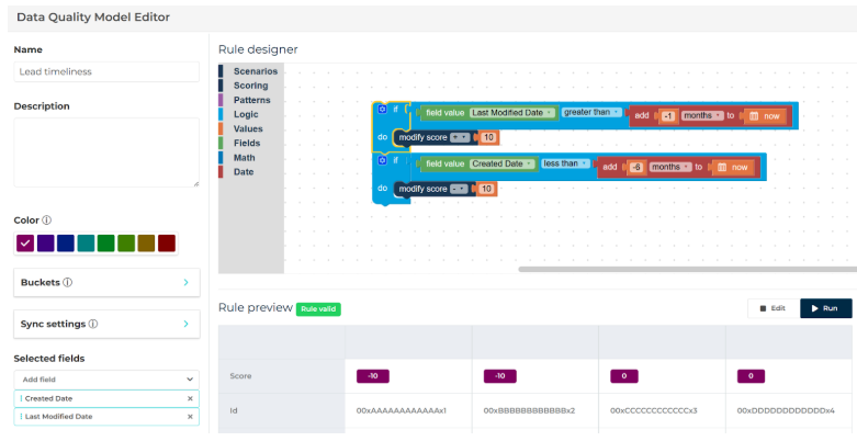 data quality model editor